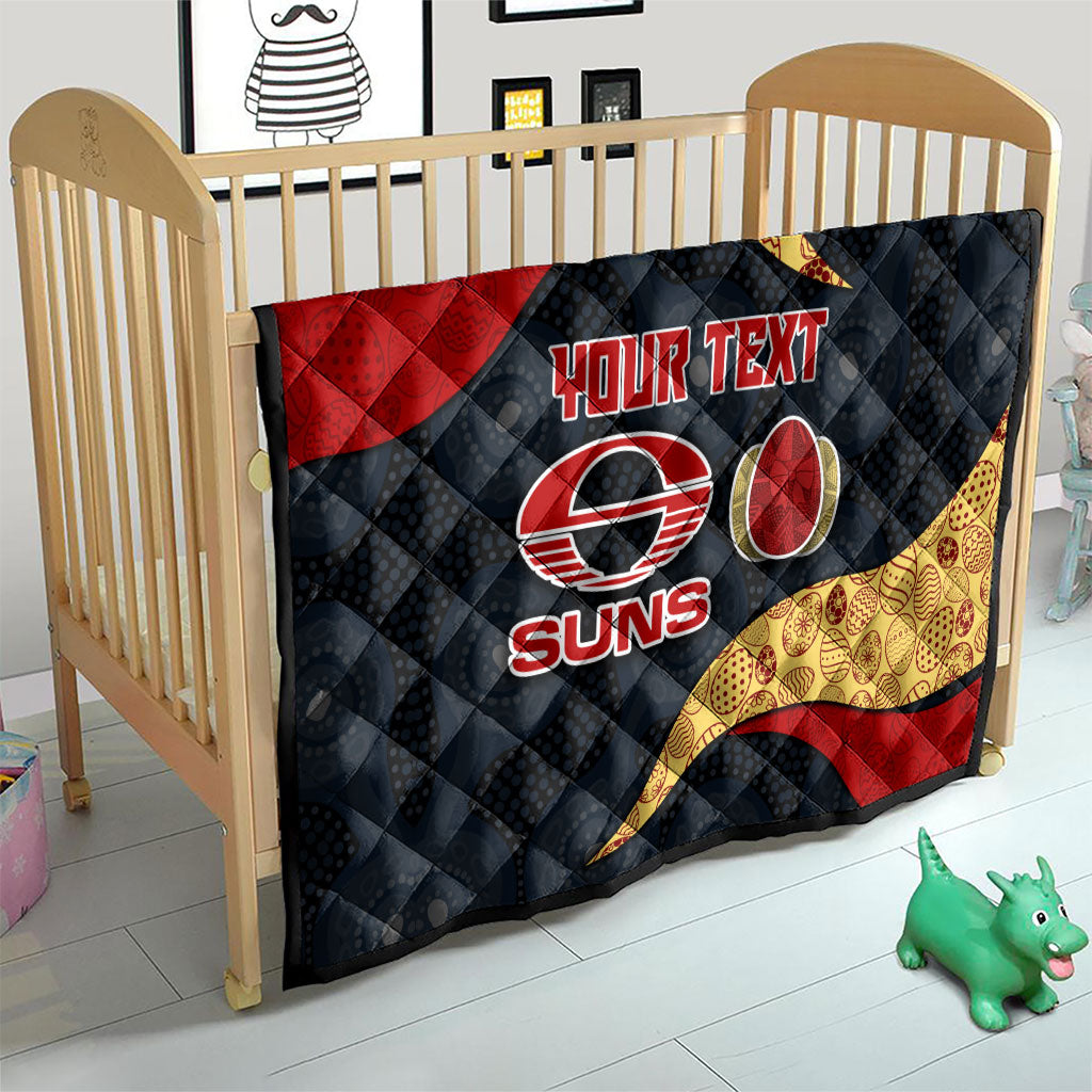 Personalized Suns Football Quilt Easter Egg Pattern Red Yellow Tribal Dot Art Style