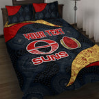 Personalized Suns Football Quilt Bed Set Easter Egg Pattern Red Yellow Tribal Dot Art Style