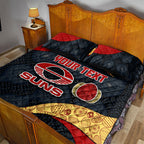 Personalized Suns Football Quilt Bed Set Easter Egg Pattern Red Yellow Tribal Dot Art Style