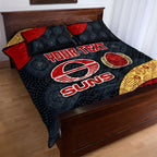 Personalized Suns Football Quilt Bed Set Easter Egg Pattern Red Yellow Tribal Dot Art Style