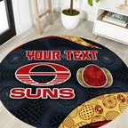 Personalized Suns Football Round Carpet Easter Egg Pattern Red Yellow Tribal Dot Art Style