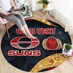 Personalized Suns Football Round Carpet Easter Egg Pattern Red Yellow Tribal Dot Art Style