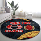 Personalized Suns Football Round Carpet Easter Egg Pattern Red Yellow Tribal Dot Art Style