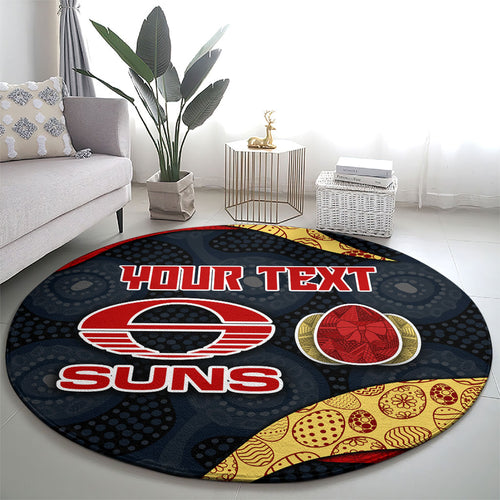 Personalized Suns Football Round Carpet Easter Egg Pattern Red Yellow Tribal Dot Art Style
