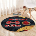 Personalized Suns Football Round Carpet Easter Egg Pattern Red Yellow Tribal Dot Art Style