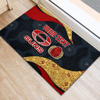 Personalized Suns Football Rubber Doormat Easter Egg Pattern Red Yellow Tribal Dot Art Style