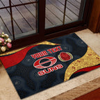 Personalized Suns Football Rubber Doormat Easter Egg Pattern Red Yellow Tribal Dot Art Style