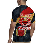 Personalized Suns Football Rugby Jersey Easter Egg Pattern Red Yellow Tribal Dot Art Style
