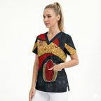 Personalized Suns Football Scrub Top Easter Egg Pattern Red Yellow Tribal Dot Art Style