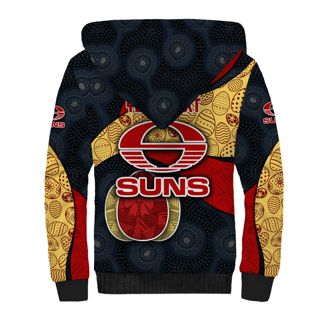 Personalized Suns Football Sherpa Hoodie Easter Egg Pattern Red Yellow Tribal Dot Art Style
