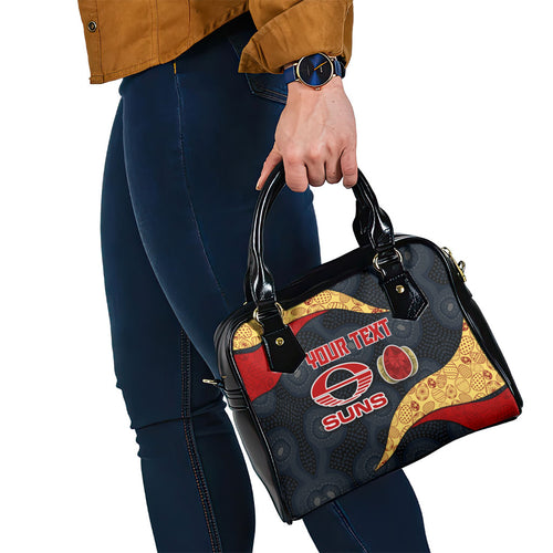 Personalized Suns Football Shoulder Handbag Easter Egg Pattern Red Yellow Tribal Dot Art Style
