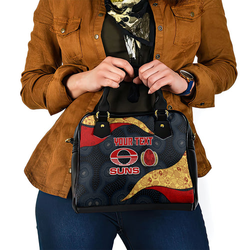 Personalized Suns Football Shoulder Handbag Easter Egg Pattern Red Yellow Tribal Dot Art Style
