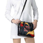 Personalized Suns Football Shoulder Handbag Easter Egg Pattern Red Yellow Tribal Dot Art Style