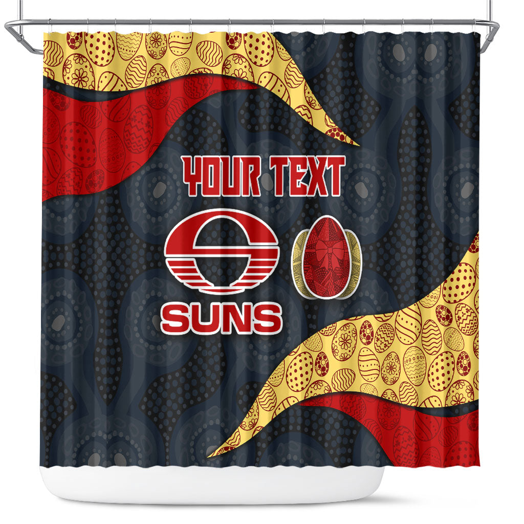 Personalized Suns Football Shower Curtain Easter Egg Pattern Red Yellow Tribal Dot Art Style