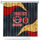 Personalized Suns Football Shower Curtain Easter Egg Pattern Red Yellow Tribal Dot Art Style