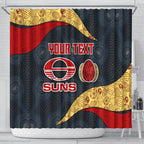 Personalized Suns Football Shower Curtain Easter Egg Pattern Red Yellow Tribal Dot Art Style