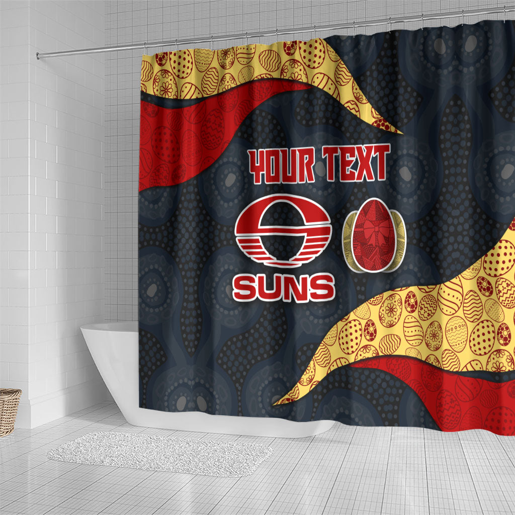 Personalized Suns Football Shower Curtain Easter Egg Pattern Red Yellow Tribal Dot Art Style