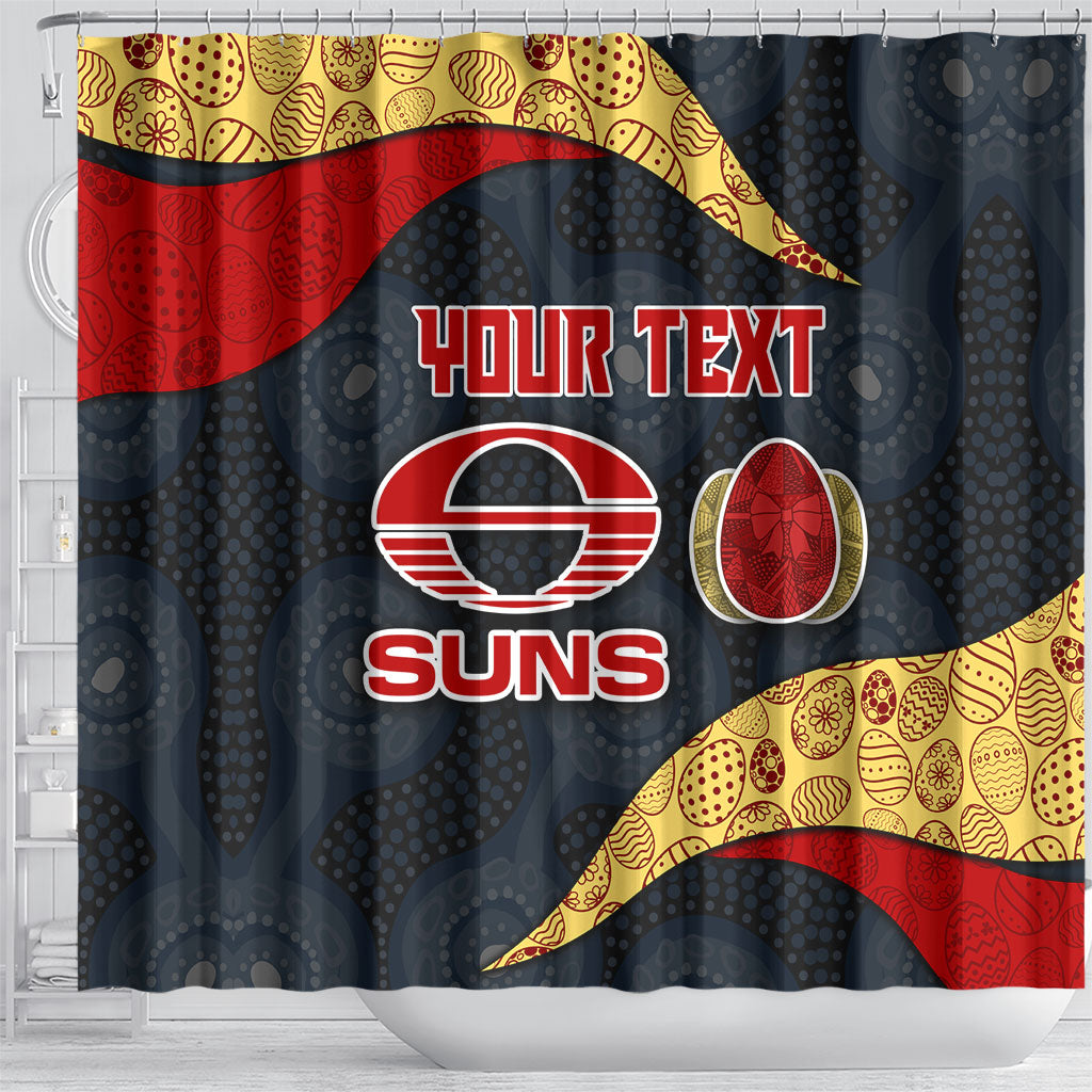 Personalized Suns Football Shower Curtain Easter Egg Pattern Red Yellow Tribal Dot Art Style
