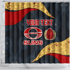 Personalized Suns Football Shower Curtain Easter Egg Pattern Red Yellow Tribal Dot Art Style