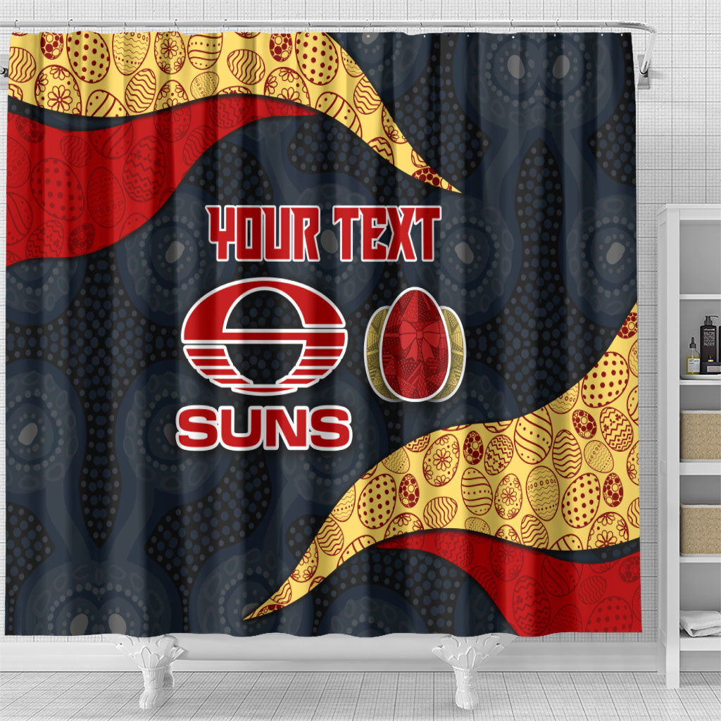 Personalized Suns Football Shower Curtain Easter Egg Pattern Red Yellow Tribal Dot Art Style