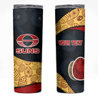 Personalized Suns Football Skinny Tumbler Easter Egg Pattern Red Yellow Tribal Dot Art Style