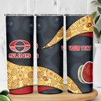 Personalized Suns Football Skinny Tumbler Easter Egg Pattern Red Yellow Tribal Dot Art Style
