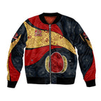 Personalized Suns Football Sleeve Zip Bomber Jacket Easter Egg Pattern Red Yellow Tribal Dot Art Style