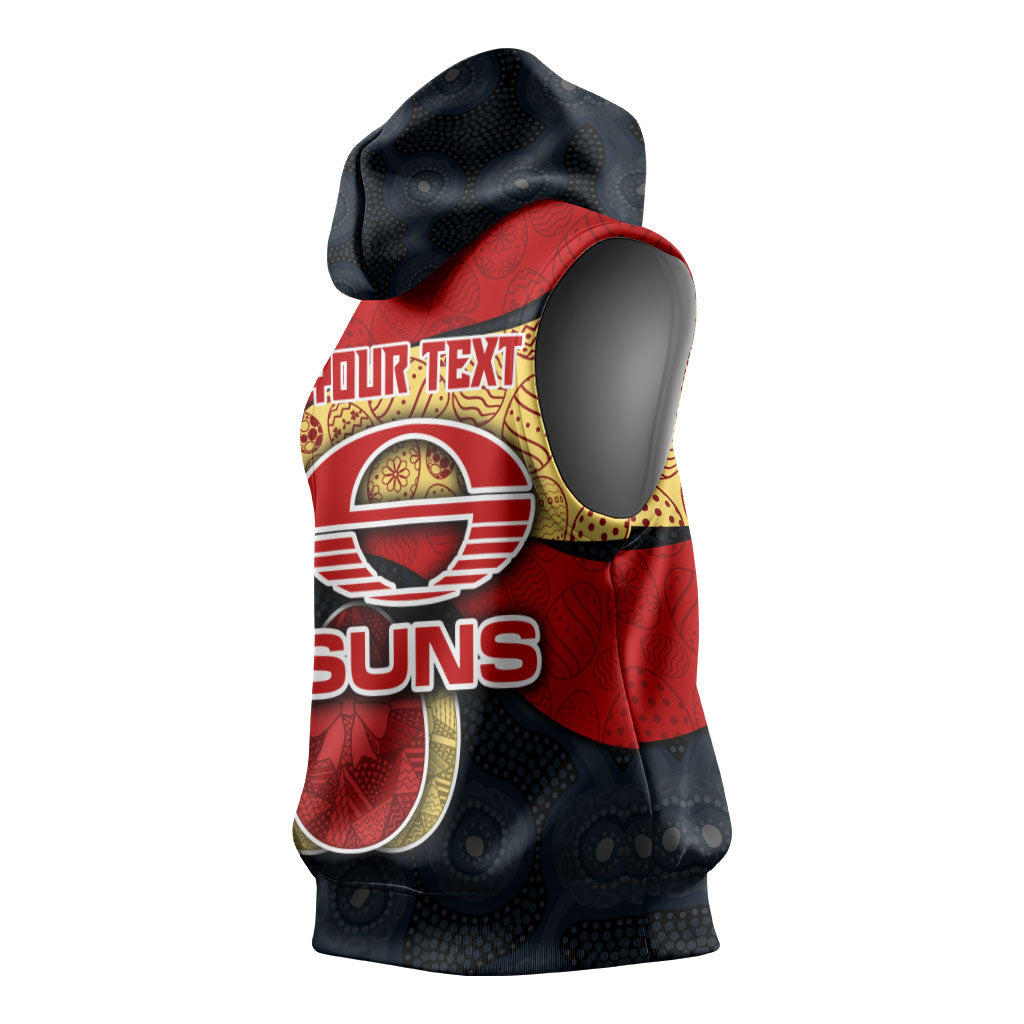 Personalized Suns Football Sleeveless Hoodie Easter Egg Pattern Red Yellow Tribal Dot Art Style