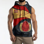 Personalized Suns Football Sleeveless Hoodie Easter Egg Pattern Red Yellow Tribal Dot Art Style