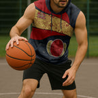 Personalized Suns Football Sleeveless Hoodie Easter Egg Pattern Red Yellow Tribal Dot Art Style