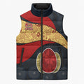 Personalized Suns Football Sleeveless Puffer Jacket Easter Egg Pattern Red Yellow Tribal Dot Art Style