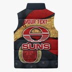 Personalized Suns Football Sleeveless Puffer Jacket Easter Egg Pattern Red Yellow Tribal Dot Art Style