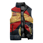 Personalized Suns Football Sleeveless Puffer Jacket Easter Egg Pattern Red Yellow Tribal Dot Art Style