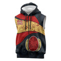 Personalized Suns Football Sleeveless Zip Hoodie Easter Egg Pattern Red Yellow Tribal Dot Art Style