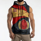 Personalized Suns Football Sleeveless Zip Hoodie Easter Egg Pattern Red Yellow Tribal Dot Art Style