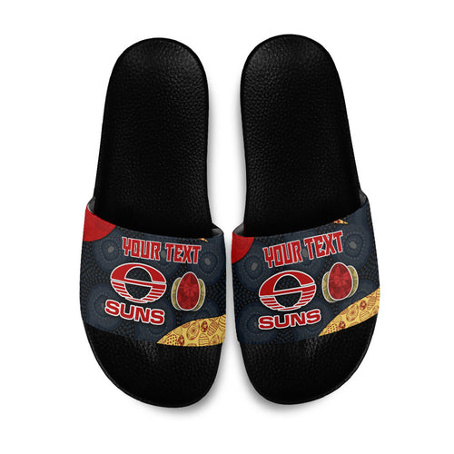 Personalized Suns Football Slide Sandals Easter Egg Pattern Red Yellow Tribal Dot Art Style