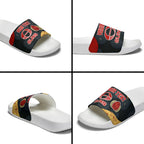 Personalized Suns Football Slide Sandals Easter Egg Pattern Red Yellow Tribal Dot Art Style
