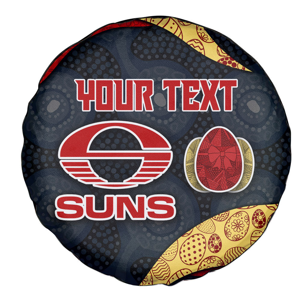 Personalized Suns Football Spare Tire Cover Easter Egg Pattern Red Yellow Tribal Dot Art Style