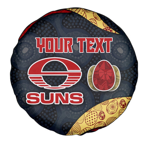 Personalized Suns Football Spare Tire Cover Easter Egg Pattern Red Yellow Tribal Dot Art Style