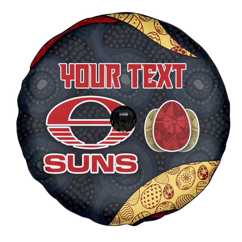 Personalized Suns Football Spare Tire Cover Easter Egg Pattern Red Yellow Tribal Dot Art Style