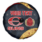 Personalized Suns Football Spare Tire Cover Easter Egg Pattern Red Yellow Tribal Dot Art Style