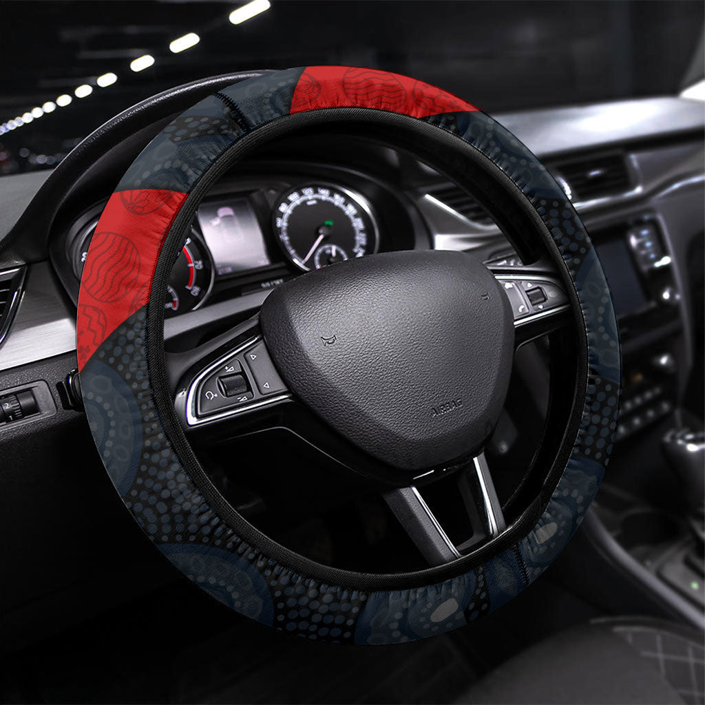 Suns Football Steering Wheel Cover Easter Egg Pattern Red Yellow Tribal Dot Art Style