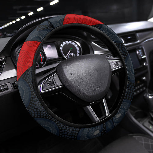 Suns Football Steering Wheel Cover Easter Egg Pattern Red Yellow Tribal Dot Art Style