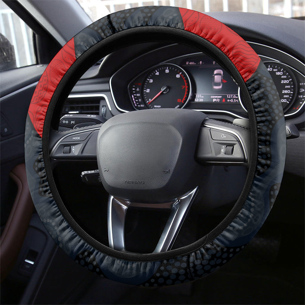 Suns Football Steering Wheel Cover Easter Egg Pattern Red Yellow Tribal Dot Art Style