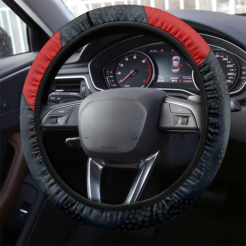 Suns Football Steering Wheel Cover Easter Egg Pattern Red Yellow Tribal Dot Art Style