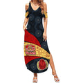 Personalized Suns Football Summer Maxi Dress Easter Egg Pattern Red Yellow Tribal Dot Art Style