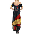 Personalized Suns Football Summer Maxi Dress Easter Egg Pattern Red Yellow Tribal Dot Art Style