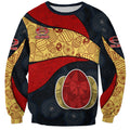 Personalized Suns Football Sweatshirt Easter Egg Pattern Red Yellow Tribal Dot Art Style