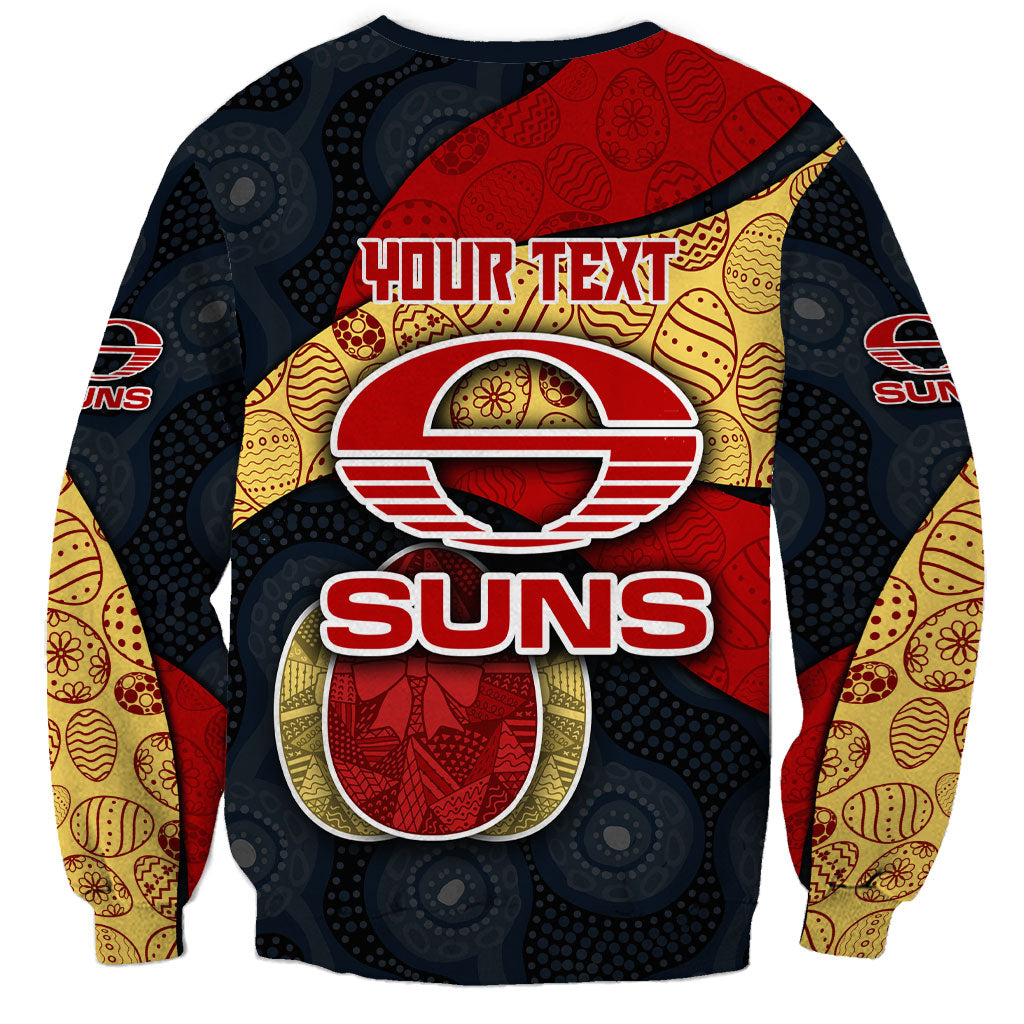 Personalized Suns Football Sweatshirt Easter Egg Pattern Red Yellow Tribal Dot Art Style