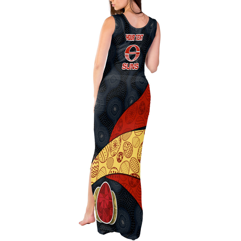 Personalized Suns Football Tank Maxi Dress Easter Egg Pattern Red Yellow Tribal Dot Art Style